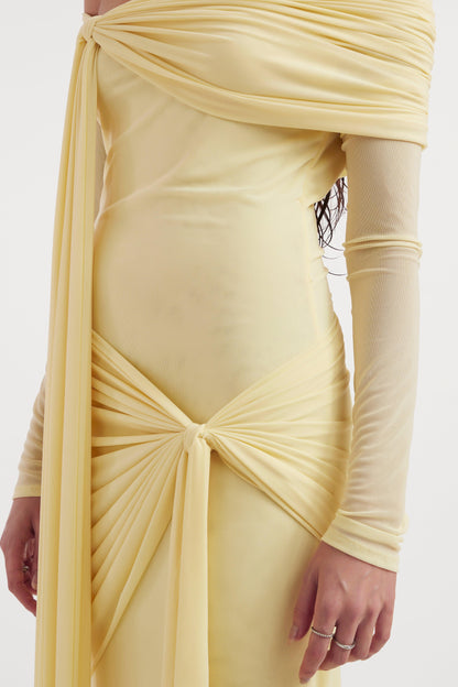 Vestido largo anudado de jersey liso 
