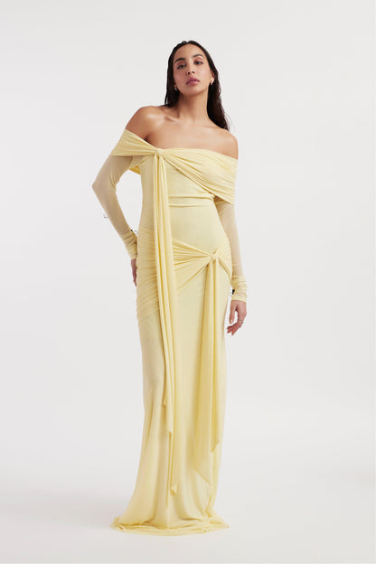 Vestido largo anudado de jersey liso 