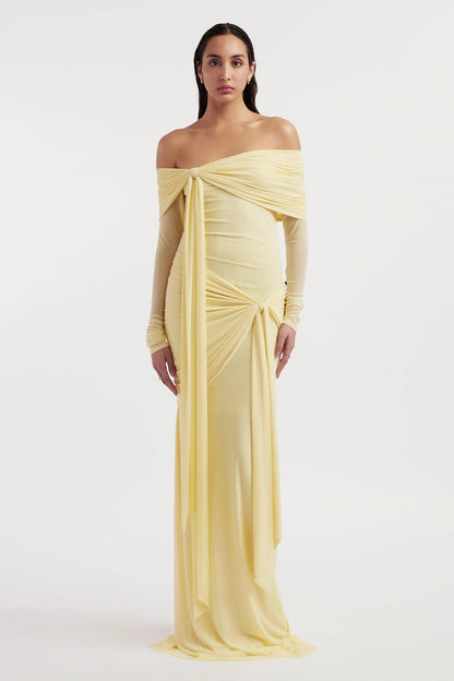 Vestido largo anudado de jersey liso 