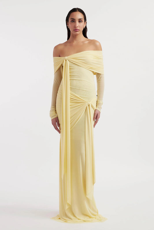Vestido largo anudado de jersey liso 