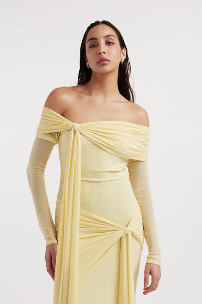 Vestido largo anudado de jersey liso 