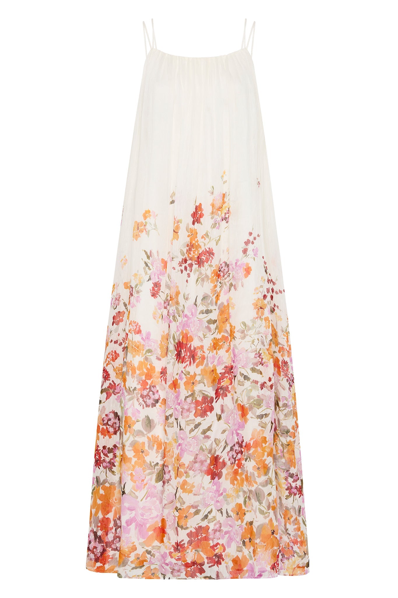 Vestido midi lencero sin mangas con estampado floral 