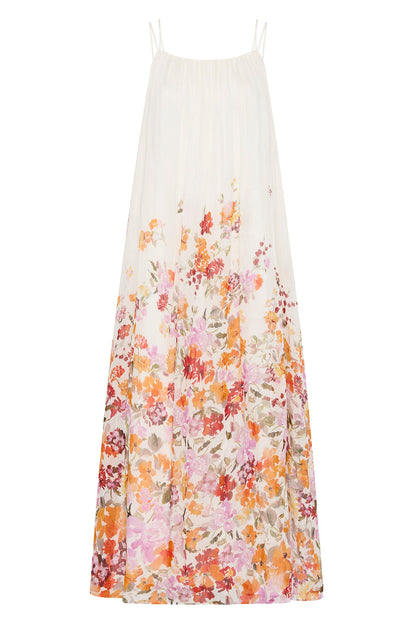 Vestido midi lencero sin mangas con estampado floral 