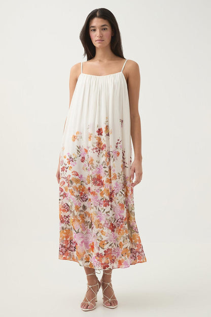 Vestido midi lencero sin mangas con estampado floral 