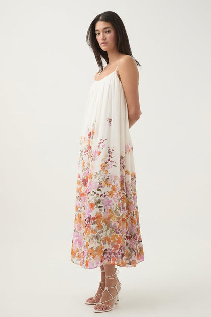Vestido midi lencero sin mangas con estampado floral 