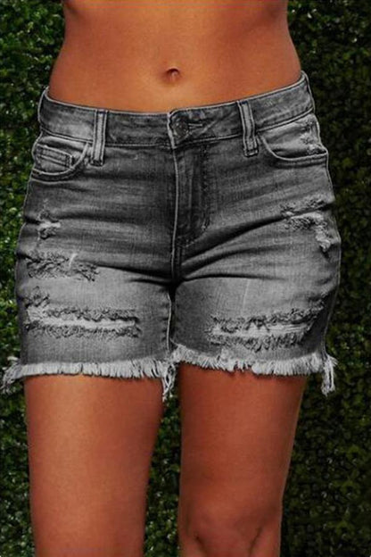 Shorts vaqueros rotos con flecos de tendencia (3 colores)