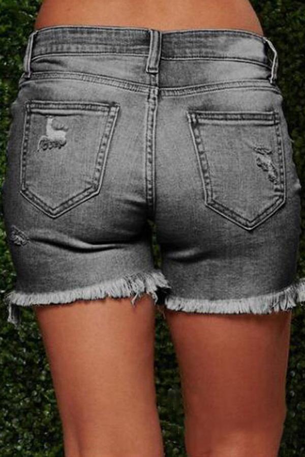 Shorts vaqueros rotos con flecos de tendencia (3 colores)
