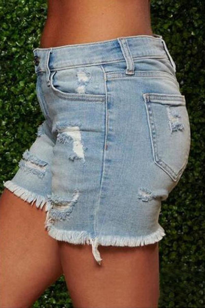 Shorts vaqueros rotos con flecos de tendencia (3 colores)