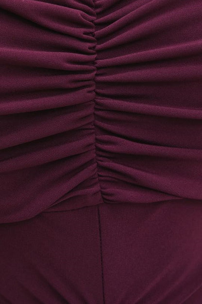 Vestido largo con volantes fruncidos y aberturas Sabrina 