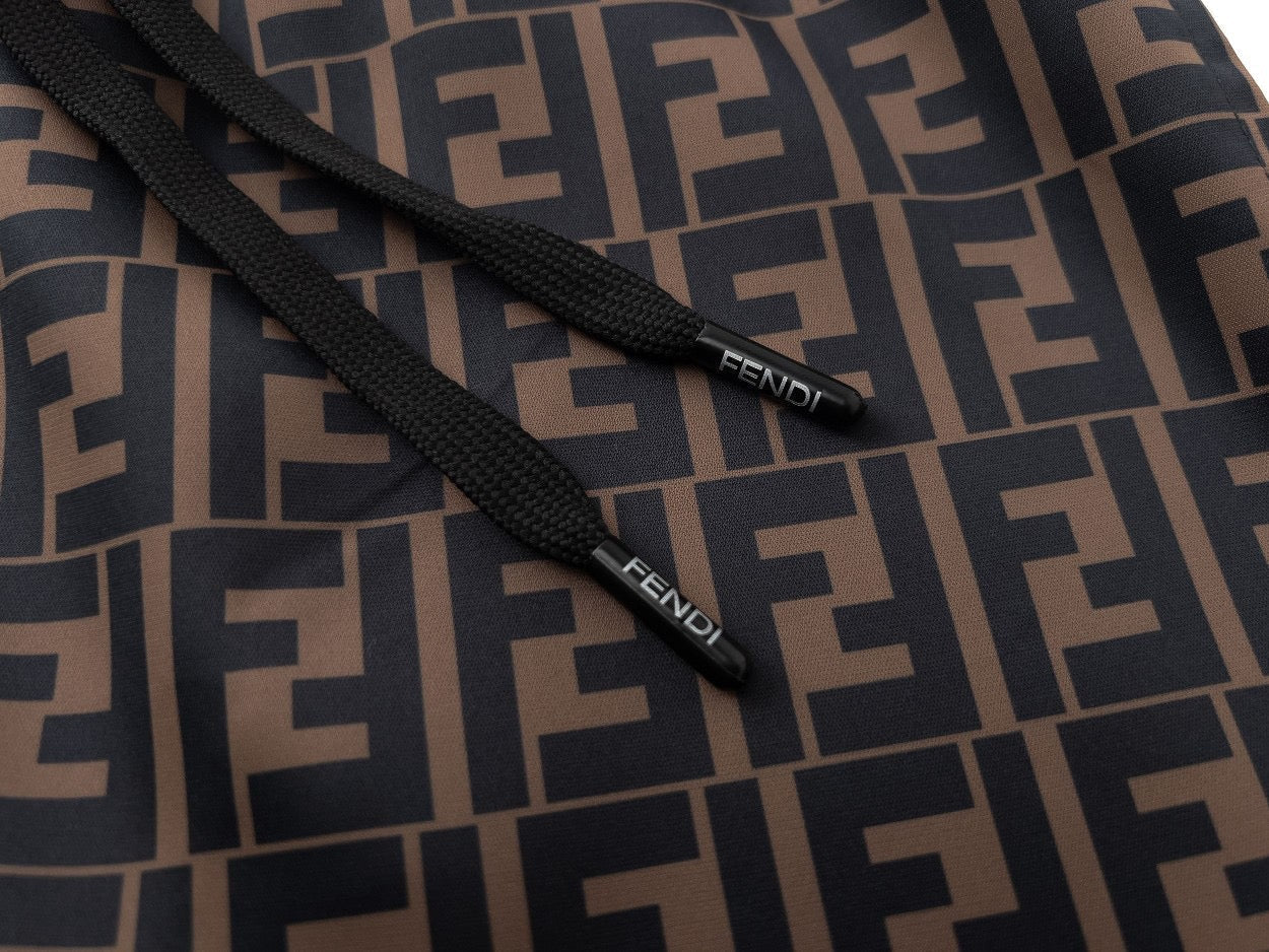 Fend Swim Short in Brown Nylon