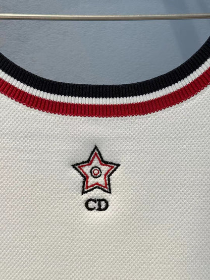 Dior 25 Black Red Neckline Viscose White Tank Top