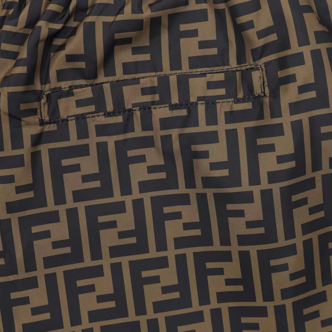 Fend Men Swim Short in Brown Nylon