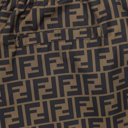 Fend Men Swim Short in Brown Nylon