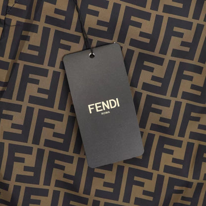 Fend Men Swim Short in Brown Nylon