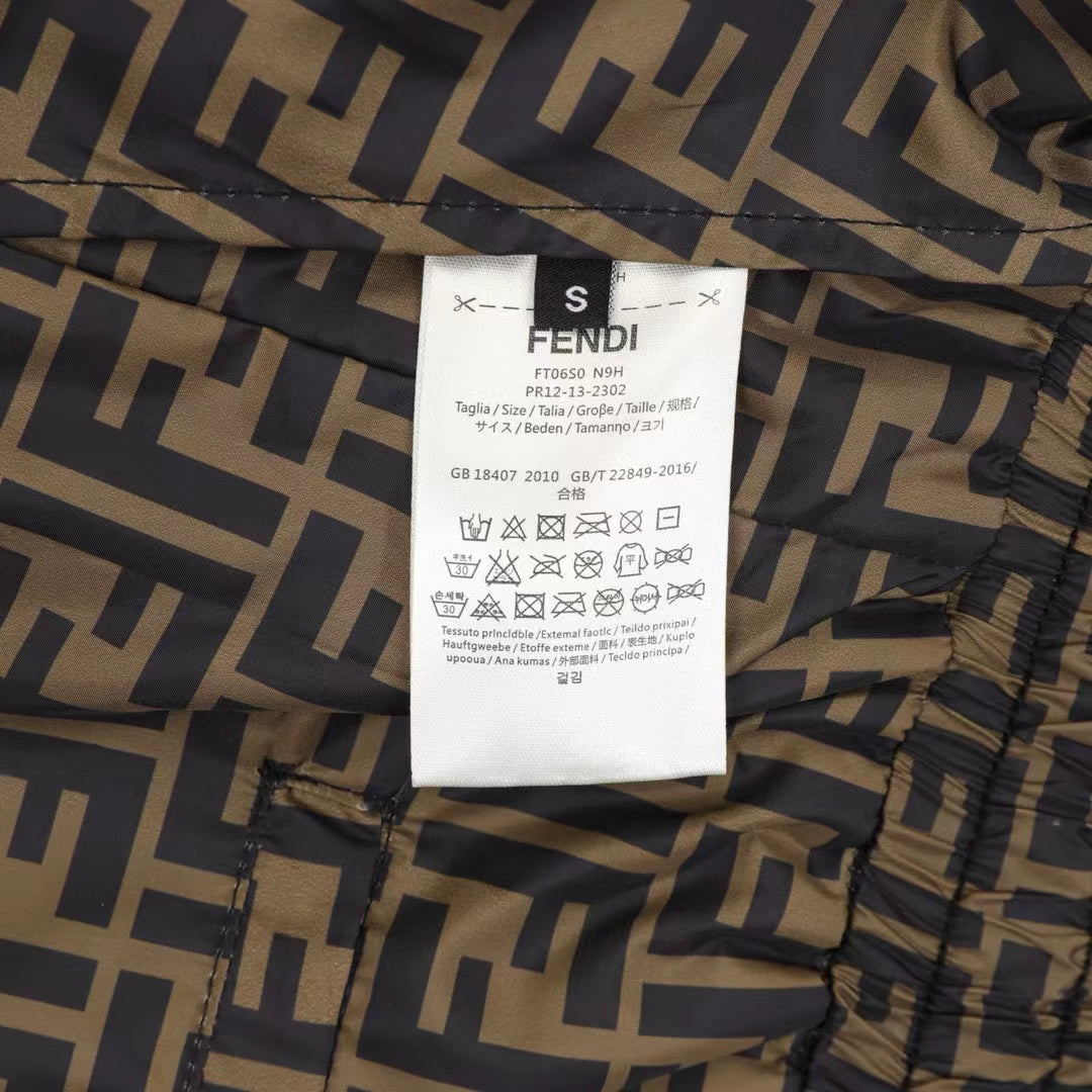 Fend Men Swim Short in Brown Nylon