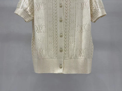 Celine Short Cardigan in Off White Cashmere