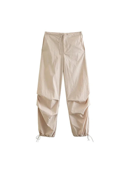 Pantalones cargo de paracaídas para mujer, estilo vintage, para correr, con cintura alta elástica, elegantes, corte de bota