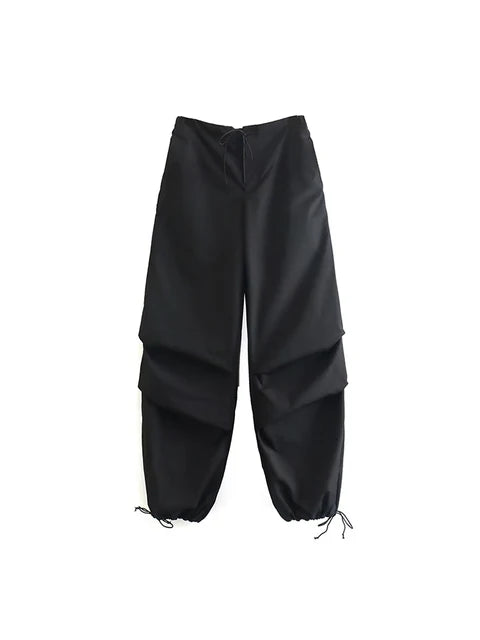 Pantalones cargo de paracaídas para mujer, estilo vintage, para correr, con cintura alta elástica, elegantes, corte de bota