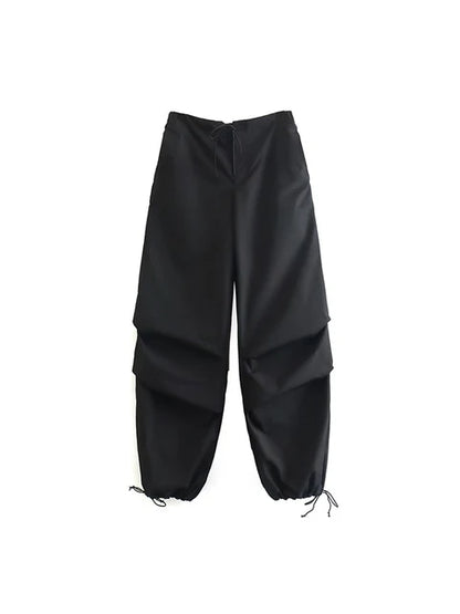 Pantalones cargo de paracaídas para mujer, estilo vintage, para correr, con cintura alta elástica, elegantes, corte de bota