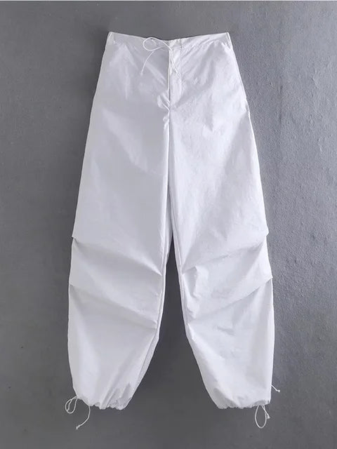 Pantalones cargo de paracaídas para mujer, estilo vintage, para correr, con cintura alta elástica, elegantes, corte de bota