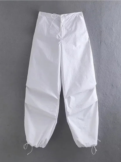 Pantalones cargo de paracaídas para mujer, estilo vintage, para correr, con cintura alta elástica, elegantes, corte de bota