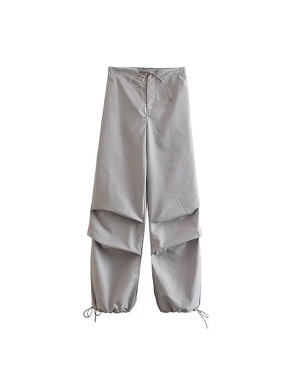 Pantalones cargo de paracaídas para mujer, estilo vintage, para correr, con cintura alta elástica, elegantes, corte de bota