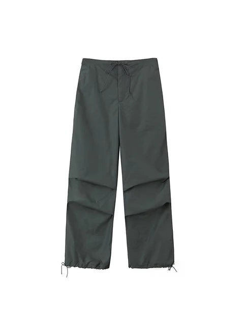 Pantalones cargo de paracaídas para mujer, estilo vintage, para correr, con cintura alta elástica, elegantes, corte de bota