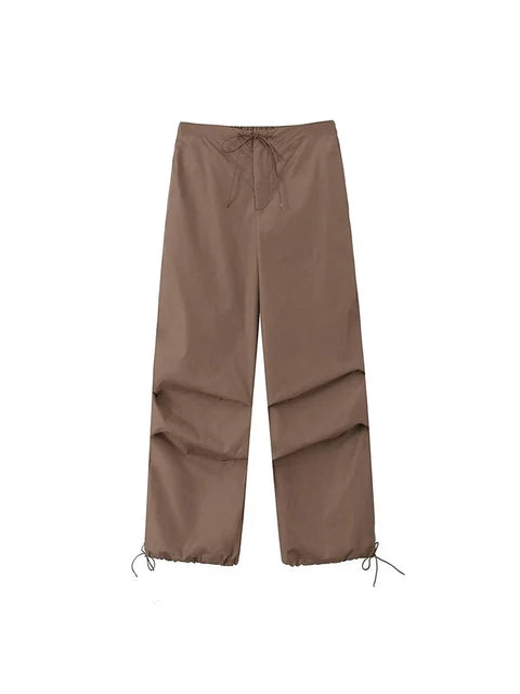 Pantalones cargo de paracaídas para mujer, estilo vintage, para correr, con cintura alta elástica, elegantes, corte de bota