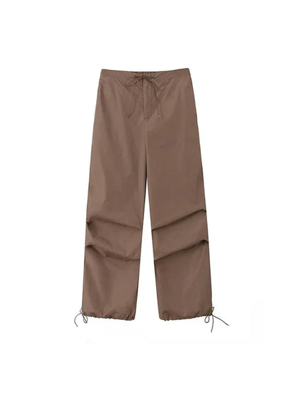 Pantalones cargo de paracaídas para mujer, estilo vintage, para correr, con cintura alta elástica, elegantes, corte de bota