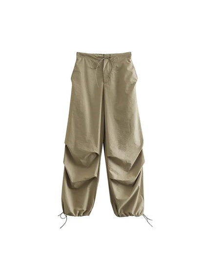 Pantalones cargo de paracaídas para mujer, estilo vintage, para correr, con cintura alta elástica, elegantes, corte de bota