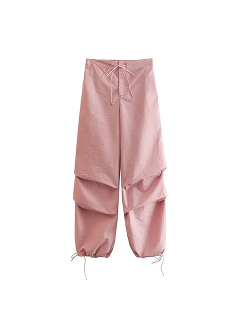Pantalones cargo de paracaídas para mujer, estilo vintage, para correr, con cintura alta elástica, elegantes, corte de bota