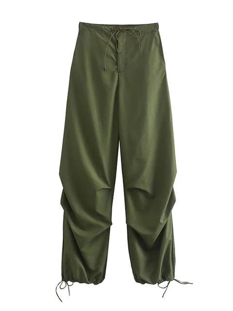 Pantalones cargo de paracaídas para mujer, estilo vintage, para correr, con cintura alta elástica, elegantes, corte de bota