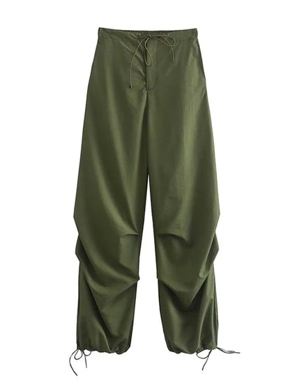 Pantalones cargo de paracaídas para mujer, estilo vintage, para correr, con cintura alta elástica, elegantes, corte de bota