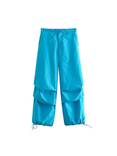 Pantalones cargo de paracaídas para mujer, estilo vintage, para correr, con cintura alta elástica, elegantes, corte de bota