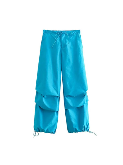 Pantalones cargo de paracaídas para mujer, estilo vintage, para correr, con cintura alta elástica, elegantes, corte de bota
