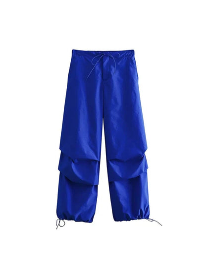 Pantalones cargo de paracaídas para mujer, estilo vintage, para correr, con cintura alta elástica, elegantes, corte de bota