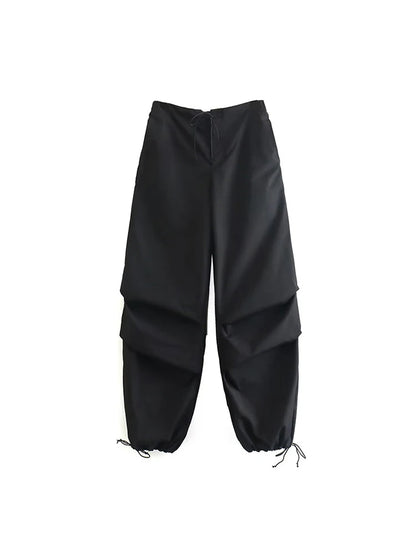 Pantalones cargo de paracaídas para mujer, estilo vintage, para correr, con cintura alta elástica, elegantes, corte de bota