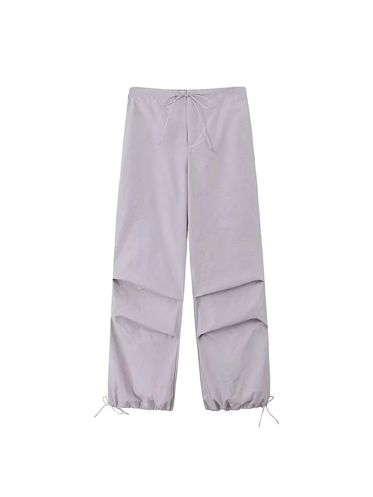 Pantalones cargo de paracaídas para mujer, estilo vintage, para correr, con cintura alta elástica, elegantes, corte de bota