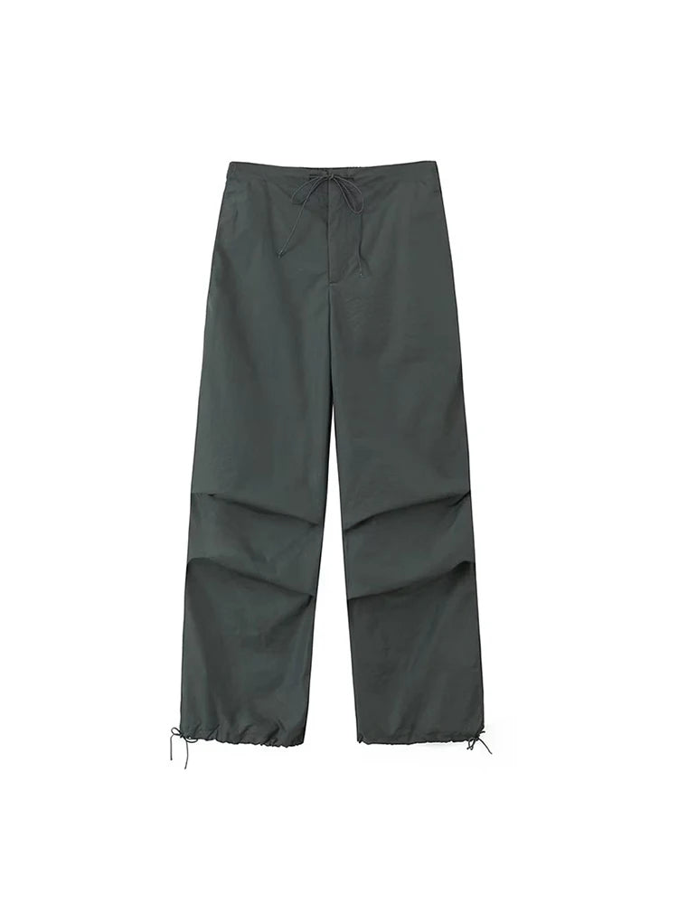 Pantalones cargo de paracaídas para mujer, estilo vintage, para correr, con cintura alta elástica, elegantes, corte de bota