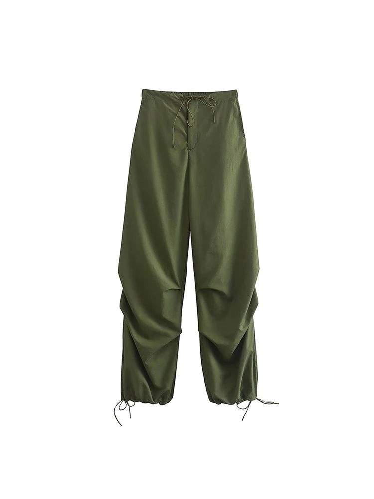 Pantalones cargo de paracaídas para mujer, estilo vintage, para correr, con cintura alta elástica, elegantes, corte de bota