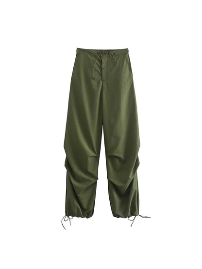 Pantalones cargo de paracaídas para mujer, estilo vintage, para correr, con cintura alta elástica, elegantes, corte de bota