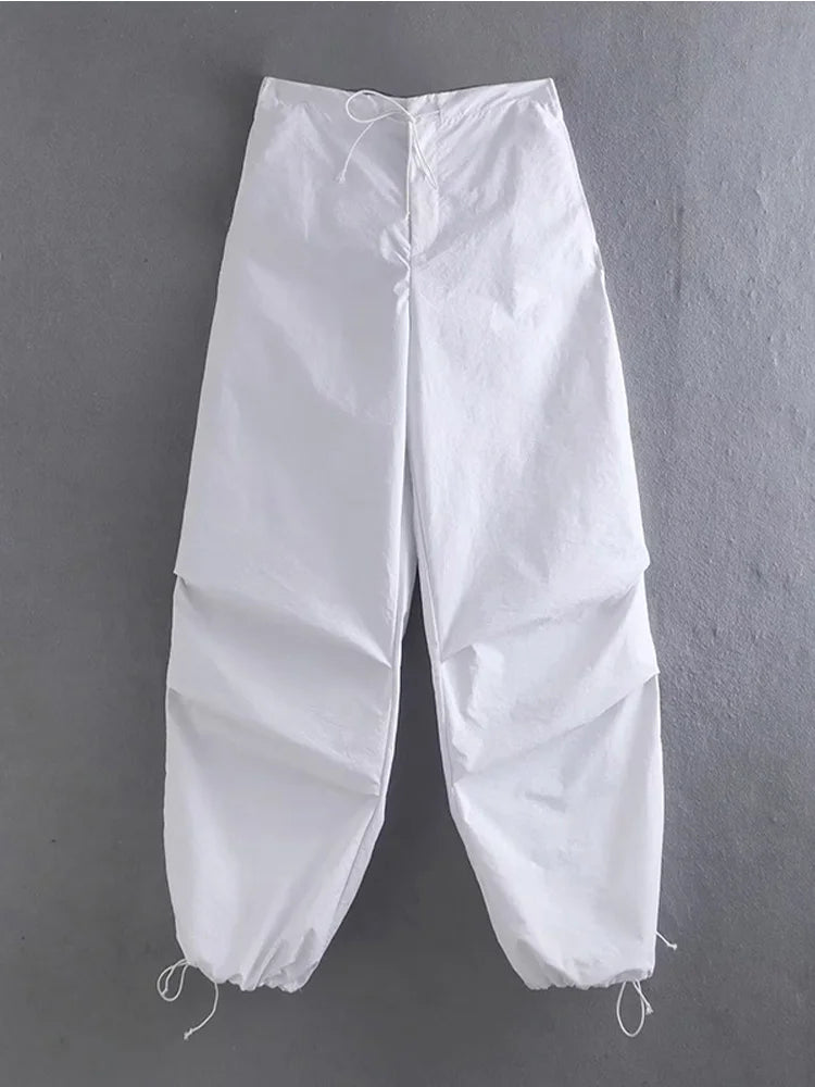 Pantalones cargo de paracaídas para mujer, estilo vintage, para correr, con cintura alta elástica, elegantes, corte de bota
