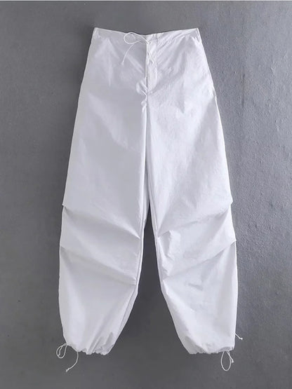 Pantalones cargo de paracaídas para mujer, estilo vintage, para correr, con cintura alta elástica, elegantes, corte de bota