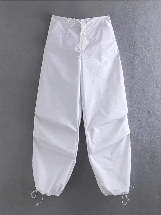 Pantalones cargo de paracaídas para mujer, estilo vintage, para correr, con cintura alta elástica, elegantes, corte de bota