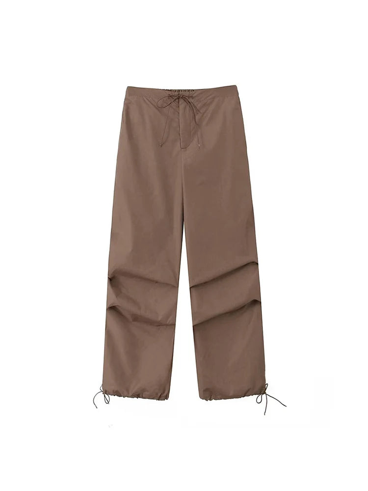 Pantalones cargo de paracaídas para mujer, estilo vintage, para correr, con cintura alta elástica, elegantes, corte de bota