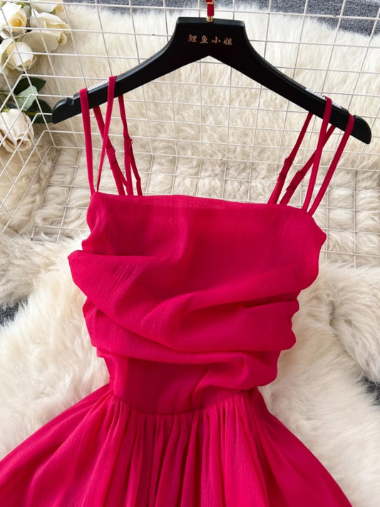 Vestido de playa sexy de verano para mujer, plisado, sin tirantes, largo, elegante, ajustado, con espalda descubierta, estilo bohemio
