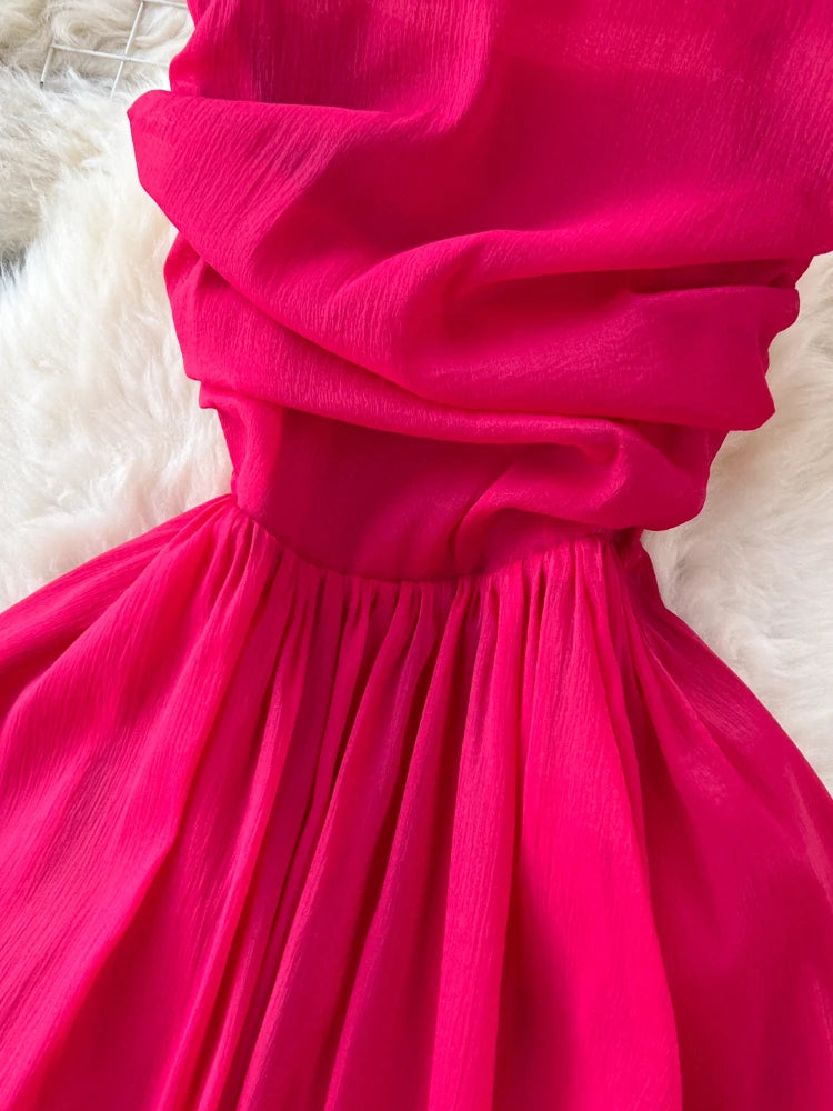 Vestido de playa sexy de verano para mujer, plisado, sin tirantes, largo, elegante, ajustado, con espalda descubierta, estilo bohemio