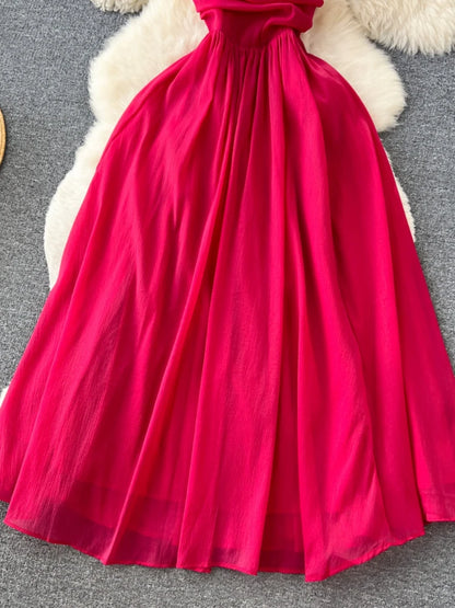 Vestido de playa sexy de verano para mujer, plisado, sin tirantes, largo, elegante, ajustado, con espalda descubierta, estilo bohemio