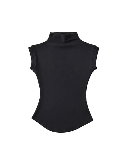 Camisetas sexis de verano con cuello alto sin mangas para mujer, camisetas lisas ajustadas, jerséis casuales, camisetas básicas de ropa urbana para mujer