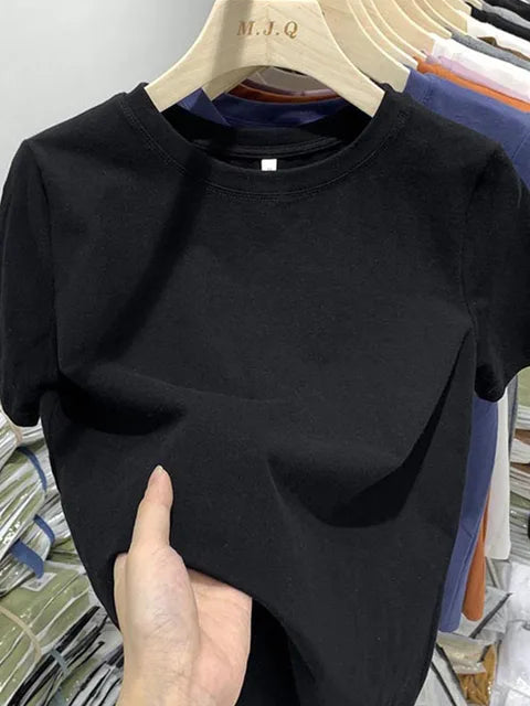 Camiseta de mujer, camiseta para niña, ropa para mujer, tops, camiseta de algodón, camiseta femenina de manga corta, camiseta de primavera, top sexy Y2k blanco